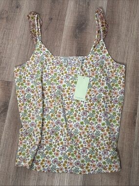 NWT Scotch & Soda Multicolor Ditsy Floral Boho Ruffle Tank Top Size XL